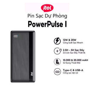 Pin sạc dự phòng Itel PowerPulse I Đen | Dung lượng 10.000 mAh | Sạc Nhanh 20W | Hàng chính hãng 