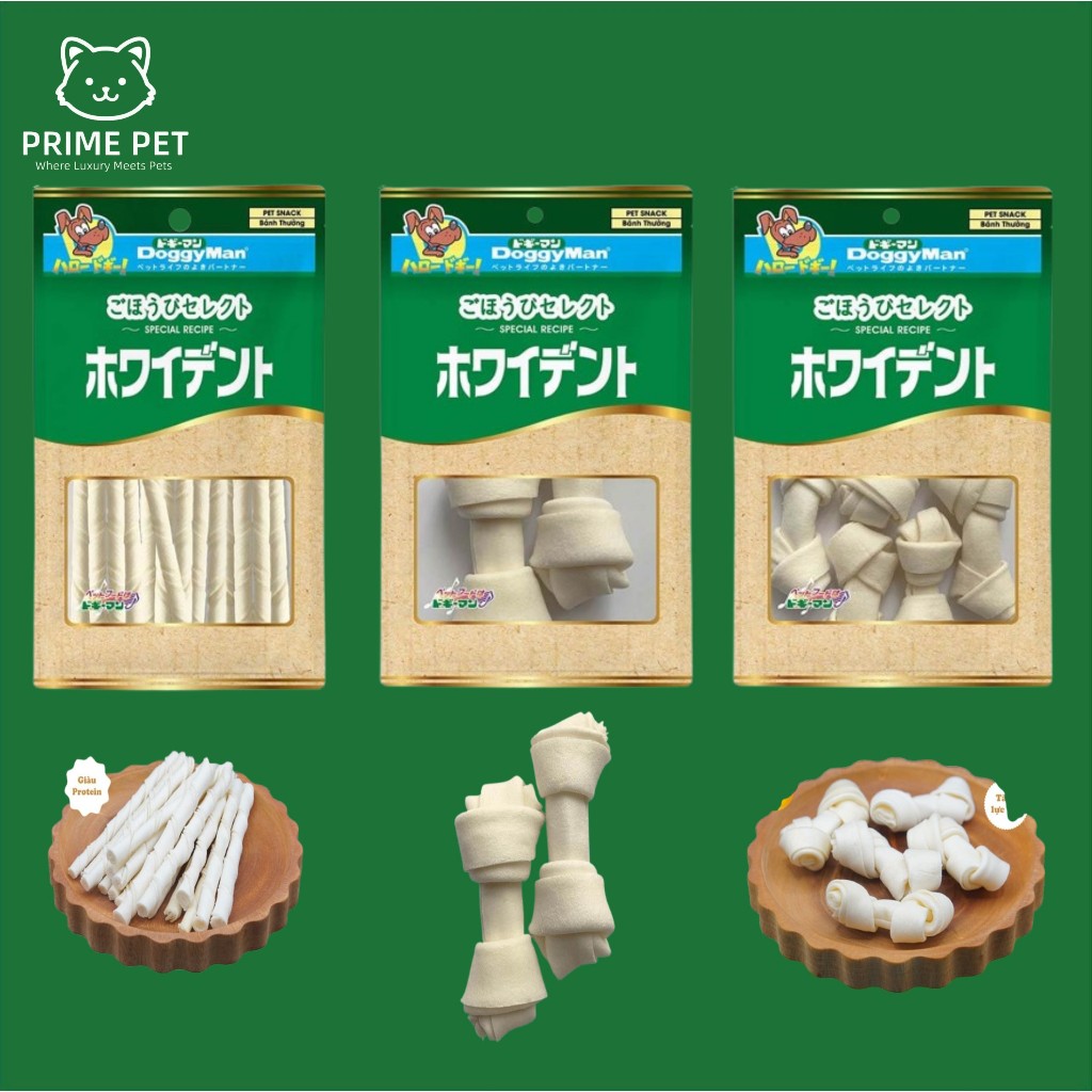 DoggyMan - Snack Bánh Thưởng Xương Gặm Da Bò Tự Nhiên Cho Chó