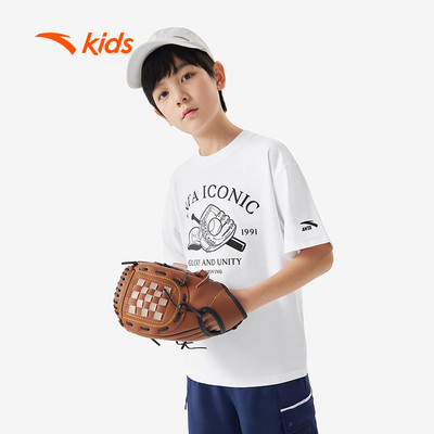 ANTA KIDS Áo Phông Thể Thao Ngắn Tay Bé Trai Áo thun ngắn tay cổ tròn thoáng khí thoáng mềm mại 3525B8131