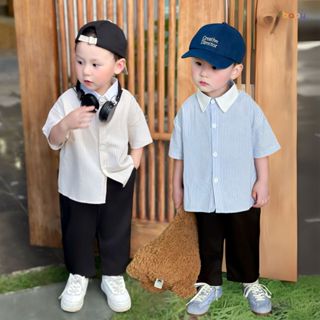  Áo Sơ Mi Bé Trai Fbaby Kẻ Sọc Cộc Tay Phối Cổ Đức Trắng Chất Vải Oxford Thoáng Mát Cho Bé Đi Học Đi Chơi Lịch Lãm 