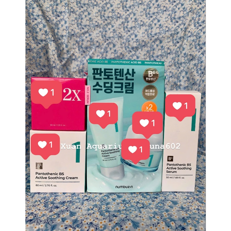 (Sẵn) Kem dưỡng ẩm B5 No1 Numbuzin, Serum No1, No2 PDRN Collagen 2X
