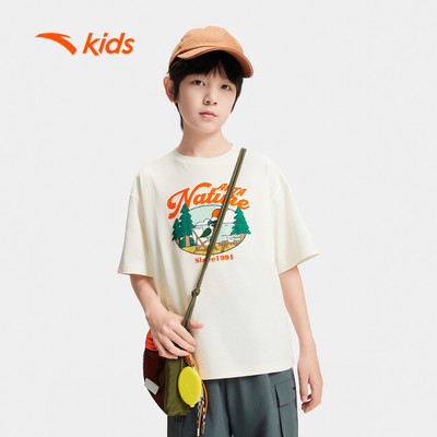 ANTA KIDS Áo Phông Ngắn Tay Thể Thao Bé Trai 6–14 tuổi Áo thun ngắn tay thời trang Outdoor dã ngoại thoáng khí 3525C6105