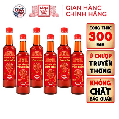 [TẶNG 1 NƯỚC TƯƠNG 125ML] THÙNG 6 CHAI Nước mắm hiệu tôm biển 525ml truyền thống Làng Chài Xưa