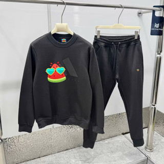  Bộ đồ nam thu đông nỉ chân cua logo sọc tam giác chữ cao su nổi dày dặn basic BD39P 