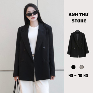 Áo Khoác Blazer Trơn Dáng Rộng Phối Cúc Phong Cách Hàn Quốc , Áo Vest Nữ 2 Lớp Chất Chéo Mỹ Cao Cấp 478