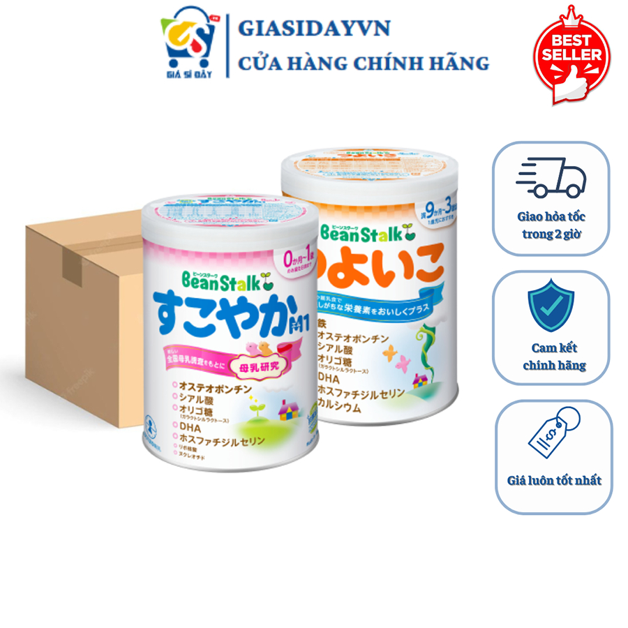 (Date 5/2026)(Thùng) Sữa Beanstalk Nhật Dạng Lon, Thanh 800g - Sữa Bột Công Thức