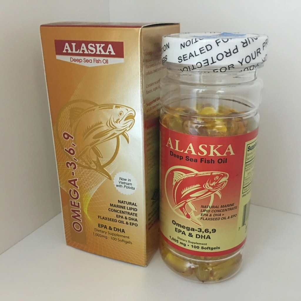 Viên dầu cá Alaska Fish Oil Omega 369 / Omega 3 Mỹ tốt cho mắt, não bộ và tim mạch (Lọ 100 viên)