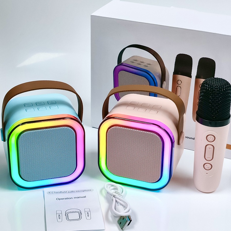 Loa Karaoke Không Dây Micro Bluetooth K12 Nhà KTV Karaoke Đèn RGB