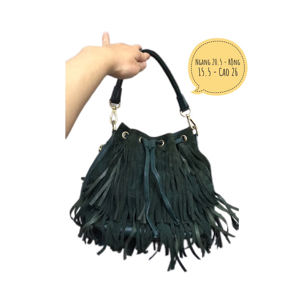 [Si hiệu] Túi da thật 2hand nữ hiệu M.O.R.G.A.N đeo vai vintage tag code miệng bucket.