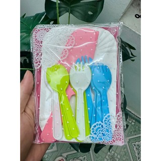 COMBO Phụ Kiện Ăn Bánh Kem, Bánh Sinh Nhật- set dao dĩa dùng một lần