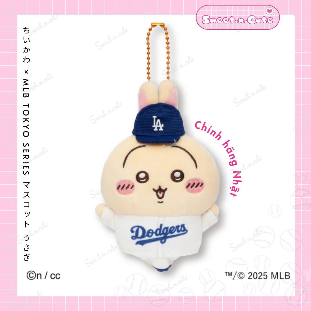 [Chính hãng Nhật - NEW - Full tag] Móc khóa thú bông Chiikawa×MLB TOKYO SERIES Mascot (Dodgers)
