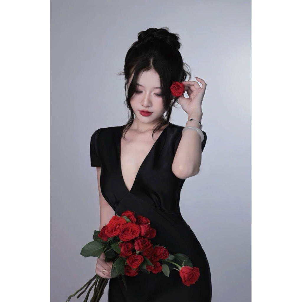 Đầm Lụa Chấm Bi - Đầm Lụa Trơn Có Tay Form Dài, Váy Lụa Hàn Châu 1 Lớp Không Mút, Không Dây Kéo | BigBuy360 - bigbuy360.vn