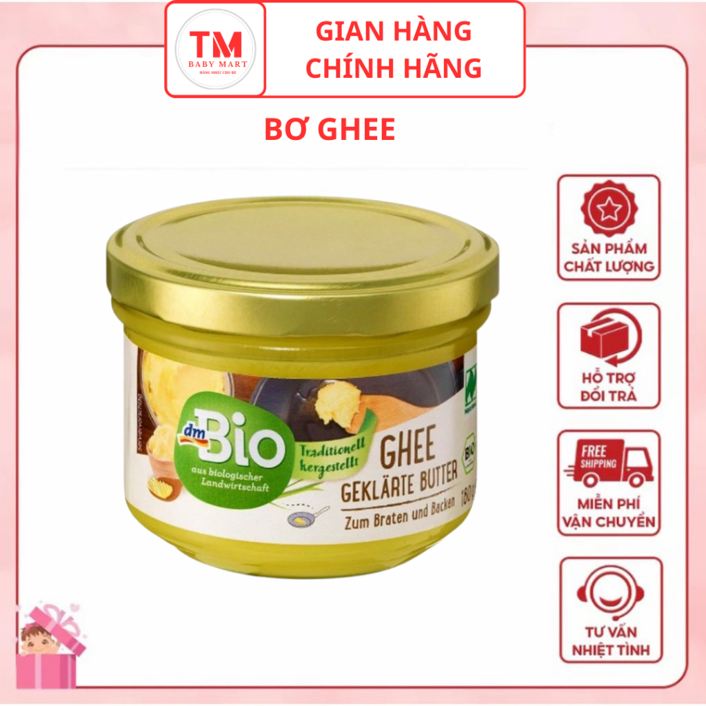 Bơ Ghee hữu cơ cho bé ăn dặm Dm Bio Đức 180g  5.0  9 đánh giá Đã bán 58 T