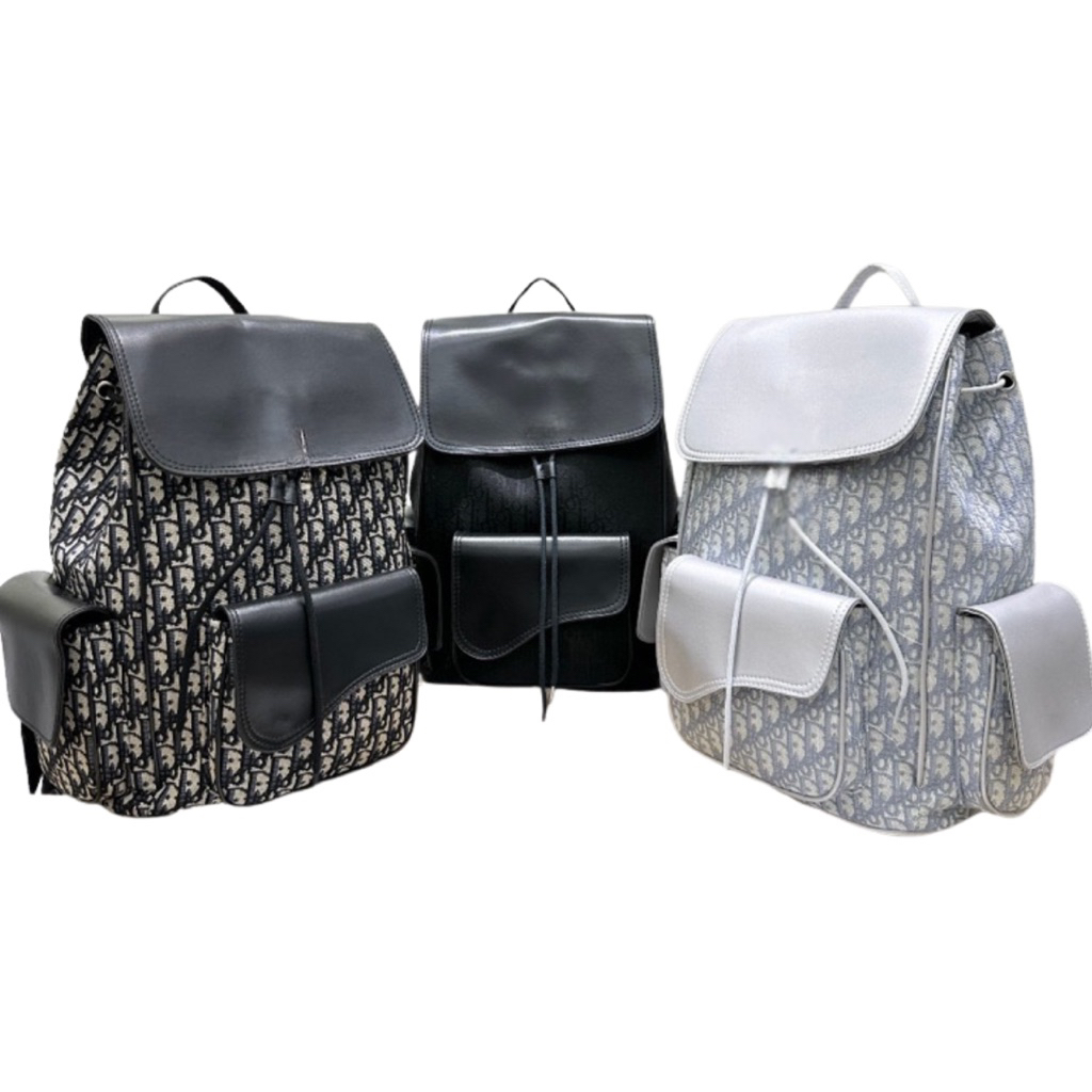   Hàng 11  Balo đi học nam nữ CD vải canvas dệt vân chữ monogram túi hộp nắp da trơn tag chữ bạc cao cấp  01  