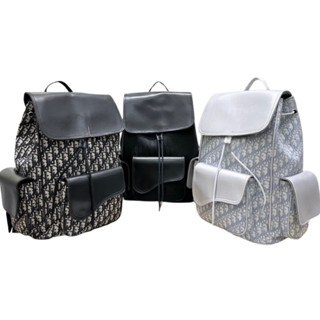   Hàng 11  Balo đi học nam nữ CD vải canvas dệt vân chữ monogram túi hộp nắp da trơn tag chữ bạc cao cấp  01  