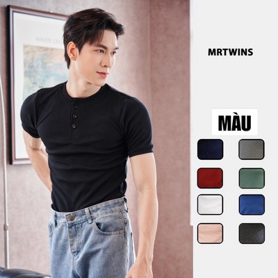 Áo Thun Nam Tay Ngắn Cổ Tròn Xẻ Trụ Vải Thun Tăm Gân Cao Cấp Form Body Thương Hiệu Mr Twins