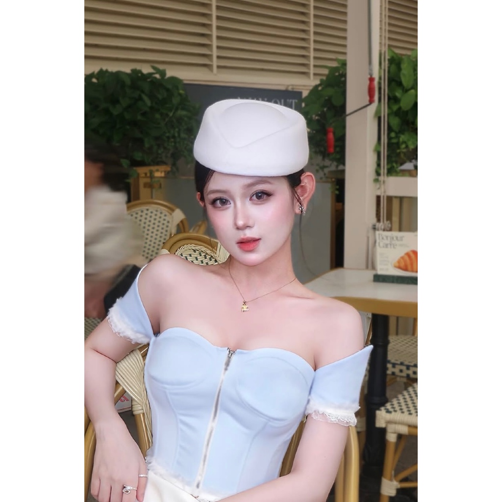 Nón - Mũ nồi nhỏ Hepburn Style Công Nương tiếp viên hàng không phong cách cổ điển sang trọng lãng mạ