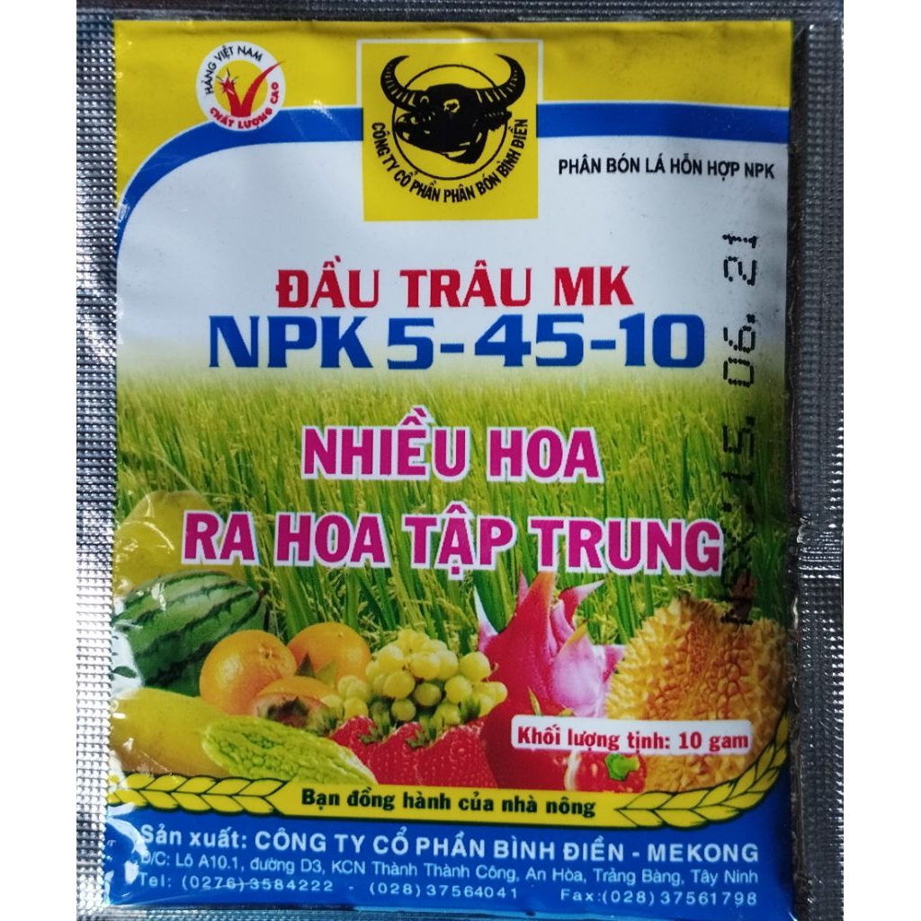 PHÂN NPK ĐẦU TRÂU 30-10-5; 5-45-10; 15-5-40 (gói 10g)