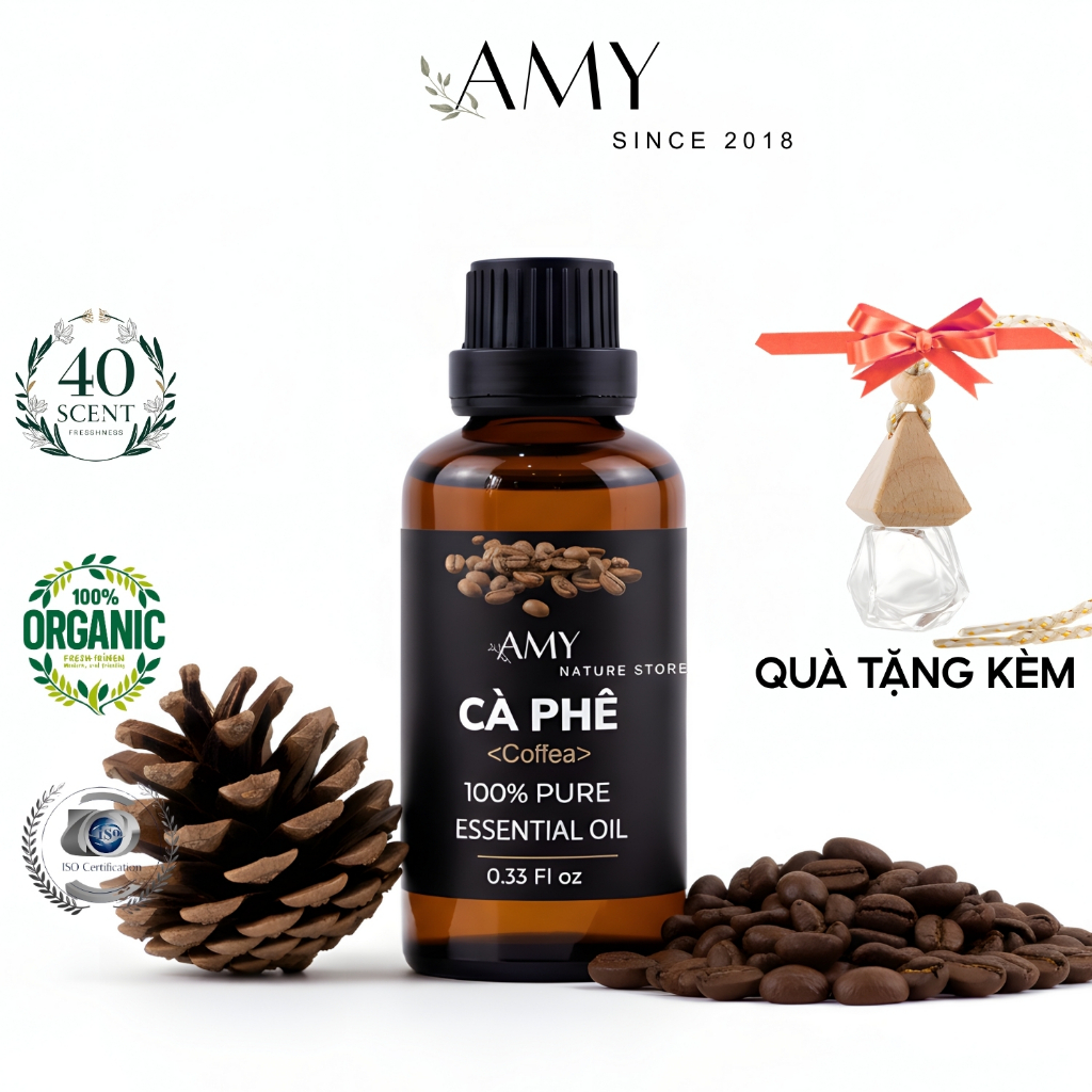 Tinh dầu cà phê thiên nhiên nguyên chất 100 ml - xông phòng treo xe đuổi muỗi khử mùi làm nến thơm