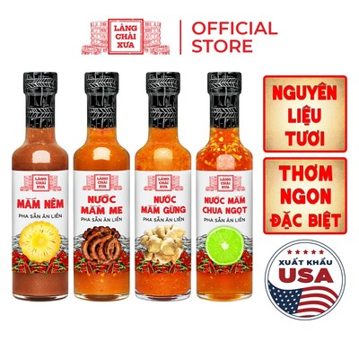 Combo 4 VỊ nước mắm pha sẵn (Mắm nêm, Nước mắm chua ngọt, Nước mắm gừng, Nước mắm me) Làng Chài Xưa