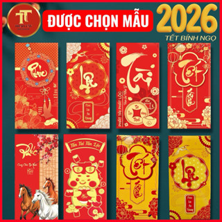   ĐƯỢC CHỌN MẪU- MUA SỈ GIÁ RẺ  10 Bao lì xì tết 2026  màu đỏ vàng chúc tết thiết kế đẹp 