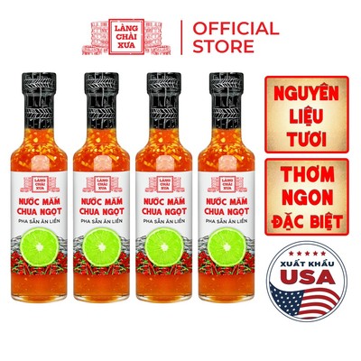 COMBO 4 CHAI Nước mắm chua ngọt cao cấp chai thuỷ tinh 300g Làng Chài Xưa nguyên liệu tươi ngon
