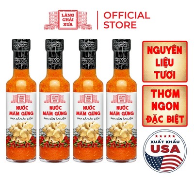 COMBO 4 CHAI MẮM GỪNG pha sẵn cao cấp Làng Chài Xưa nguyên liệu tươi từ gừng tỏi 300G ớt tươi