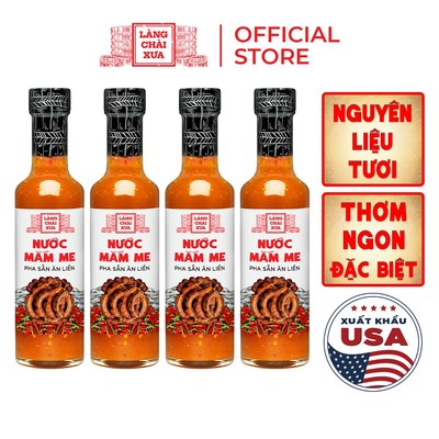 COMBO 4 CHAI MẮM ME cao cấp Làng Chài Xưa, nguyên liệu tươi, thơm ngon đặc biệt từ me, tỏi, ớt tươi