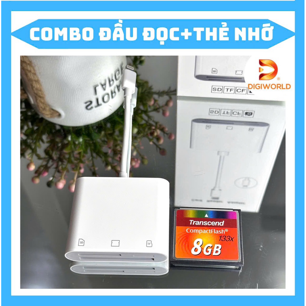 Combo Đầu đọc thẻ CF , SD , TF + Thẻ nhớ CF 8GB ( TypeC )