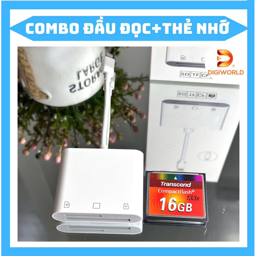 Combo Đầu đọc thẻ CF , SD , TF + Thẻ nhớ CF 16GB