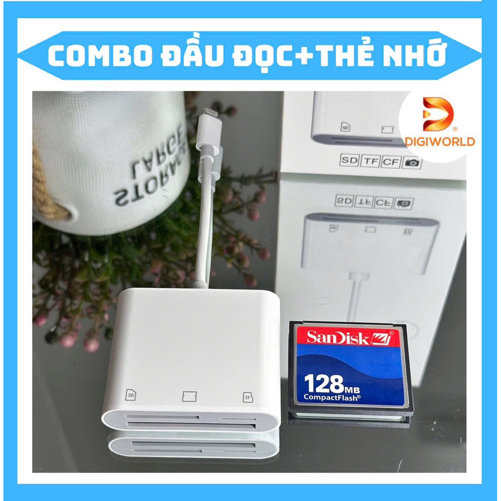 Combo Đầu đọc thẻ CF , SD , TF + Thẻ nhớ CF 128MB ( TypeC )