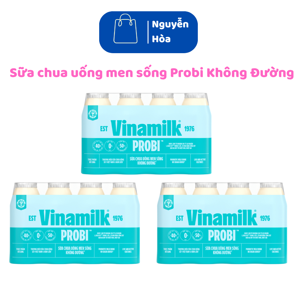 Combo 3 Lốc Sữa Chua Uống Probi Vinamilk Không Đường 130ml Lợi Khuẩn Tiêu Hóa