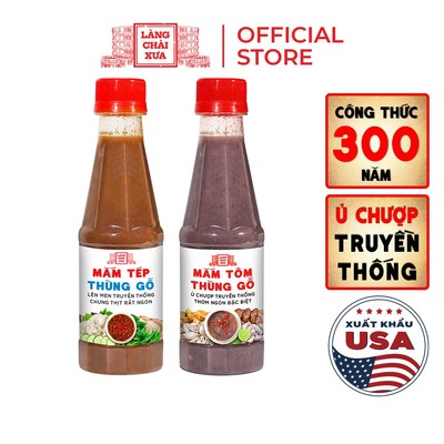 [COMBO] MẮM TÉP VÀ MẮM TÔM THÙNG GỖ Làng Chài Xưa nguyên liệu tươi, thơm ngon đặc biệt chai 260g