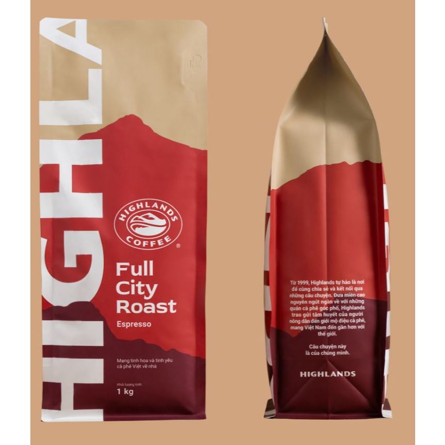 Cà phê Highland Expresso nguyên hạt Full City Roast 1KG esp mẫu mới