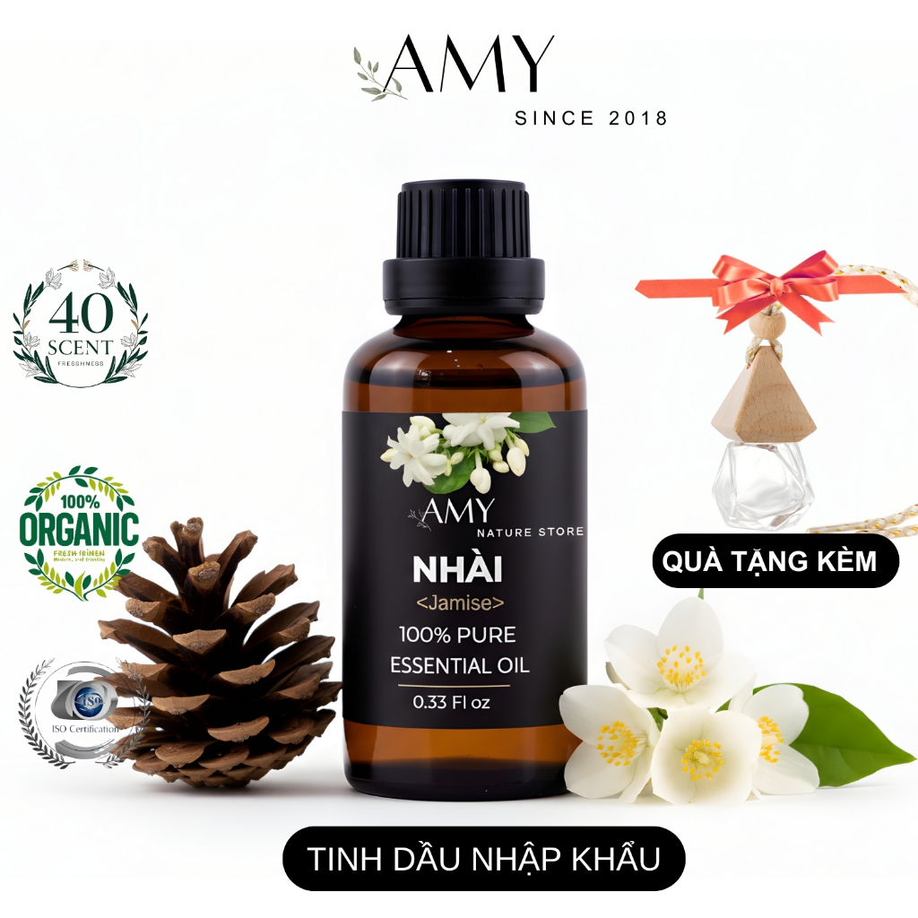 Tinh dầu hoa nhài thiên nhiên nguyên chất 100ml xông phòng treo xe ô tô đuổi muỗi khử mùi hiệu quả