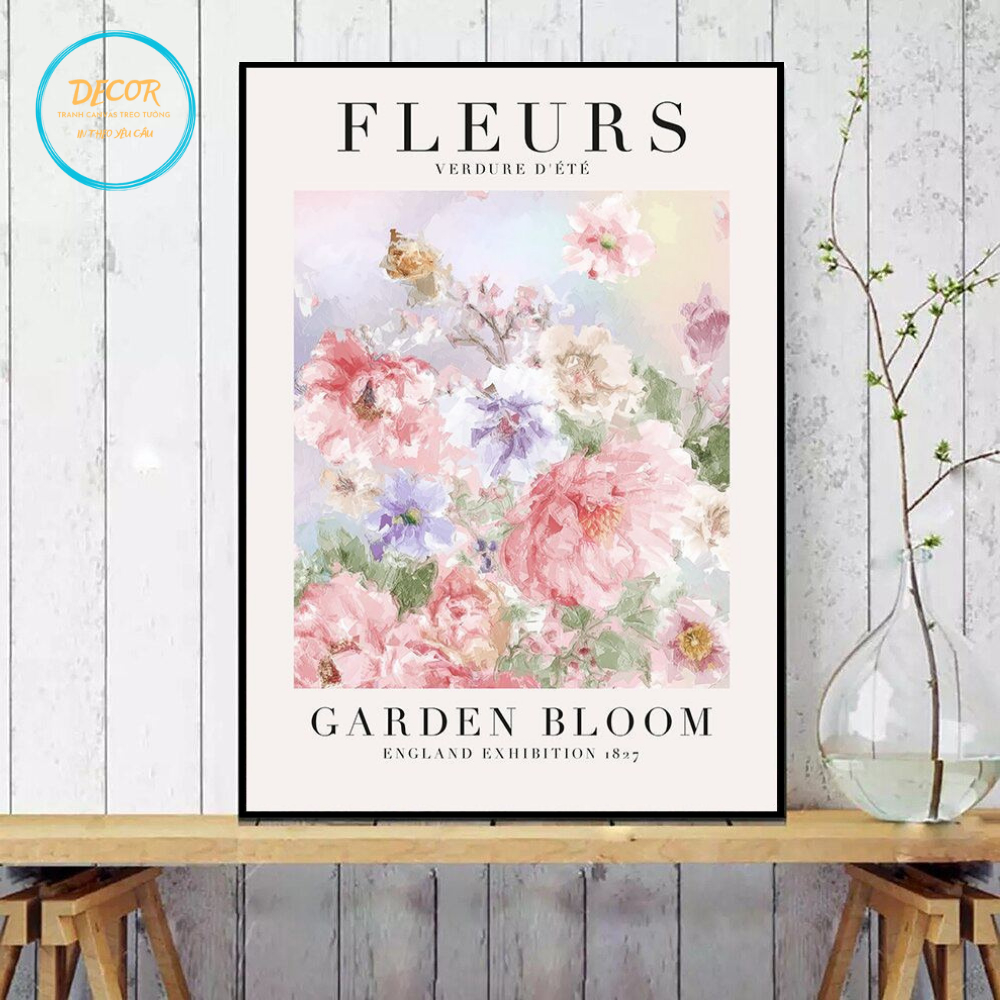 Tranh Canvas Fleurs Garden Bloom – Tranh Hoa Pastel Trang Nhã Phong Cách Châu Âu.