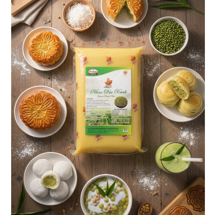 Nhân bánh phú thương 2kg, nhân đậu xanh, nhân khoai môn, nhân đậu đỏ, nhân lá dứa làm bánh ngọt, bán