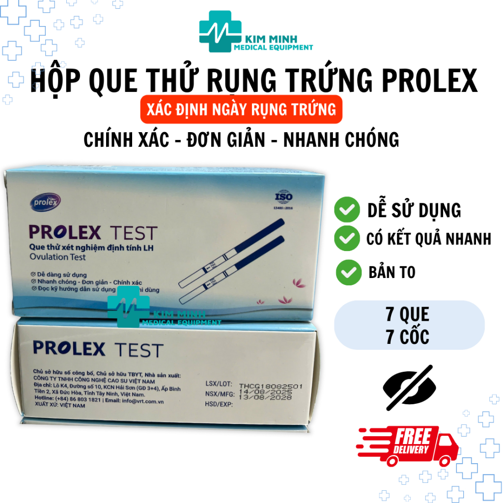 (Hoả tốc HCM) Que thử rụng trứng PROLEX (hộp 7 que x 7 cốc)