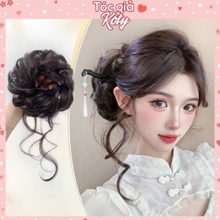  Tóc giả búi kẹp - cột xoăn lơi búi tóc giả ngoạm xoăn cho nữ 