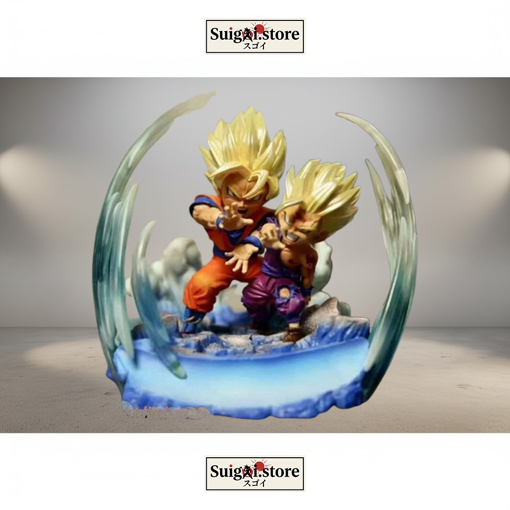 Mô hình Resin Goku & Gohan - Father-Son Kamehameha (League Studio) - Dragon Ball - Cảnh Chiến Đấu Ki