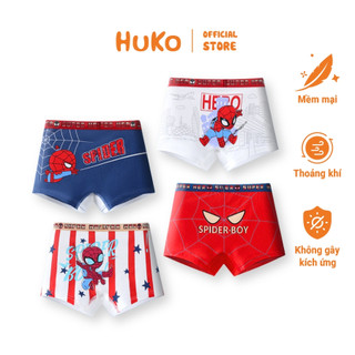 Combo 4 Quần Lót Đùi Bé Trai 13-40kg | Quần Chíp Siêu Nhân Thun Cotton Thoáng Mặc Mát Hằng Ngày HUKO HQS08