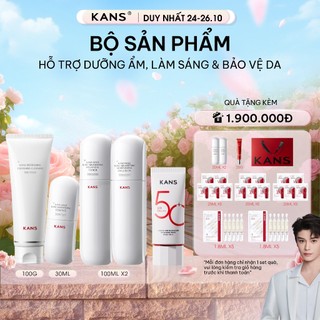  Combo 4 Dưỡng Ẩm Làm Trắng Da KANS Neige Blanc Skin-Whitening Sáng Da Đều Màu Mờ Thâm Kèm Kem Chống Nắng KANS 