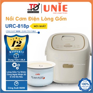  Nồi Cơm Điện Tử Unie URC818p Lòng Gốm Tự Nhiên 1.8Lit - Công Nghệ Nhiệt  3D Hàng Chính Hãng 