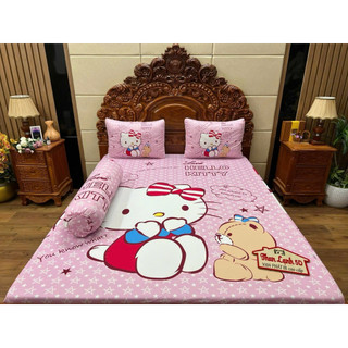 BỘ GA GỐI THUN LẠNH 5D NHIỀU MẪU KITTY, SIÊU NHÂN, GẤU DÂU