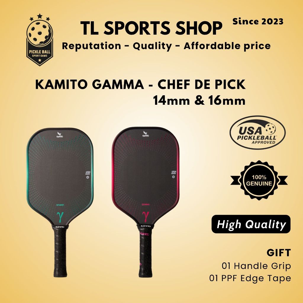 Vợt Pickleball Chính Hãng Kamito Gamma Trịnh Linh Giang, Cao Cấp - 14 & 16mm, Tốc Độ, Sức Mạnh