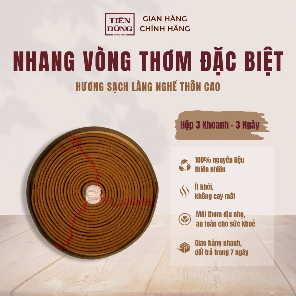 Nhang Vòng To 3 Ngày Tiến Dũng – 3 Khoanh/Hộp | Cháy 72h ~ 3 Ngày | Dành Cho Ngày Lễ Lớn