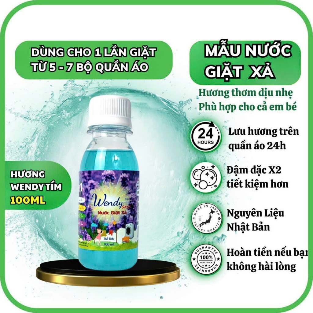 Mẫu Nước giặt xả Wendy One 6in1 hương thơm dịu nhẹ , lưu hương 24h , đậm đặc X2.