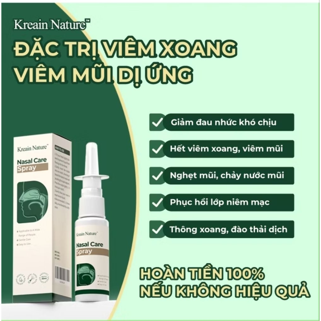 Xịt Thảo Dược Mũi KREAIN NATURE – Xịt Mũi KREAIN Giúp Giảm Nghẹt Mũi, Sổ Mũi, Hắt Hơi, Ngứa Mũi