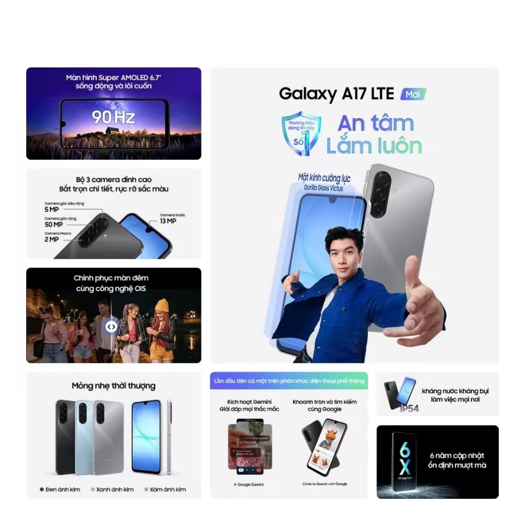 KICH 18/06 - Điện Thoại Samsung Galaxy A17 LTE 8/128Gb - Trải Nghiệm Mượt Mà, Bền Bỉ Dài Lâu | BigBuy360 - bigbuy360.vn