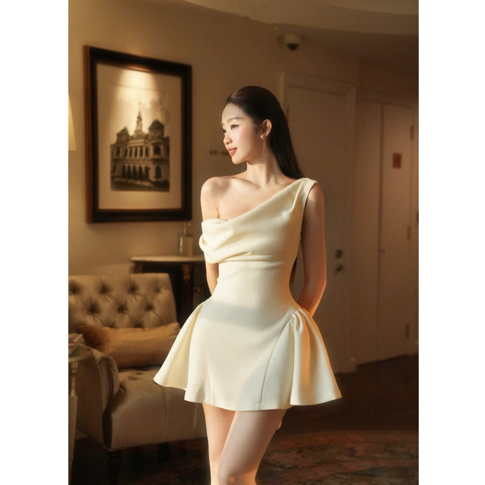 Đầm dự tiệc lệch vai dáng xòe sang trọng Vie Dress | BigBuy360 - bigbuy360.vn